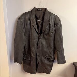 J. Ferrar Genuine Leather Blazer Brown Size Large